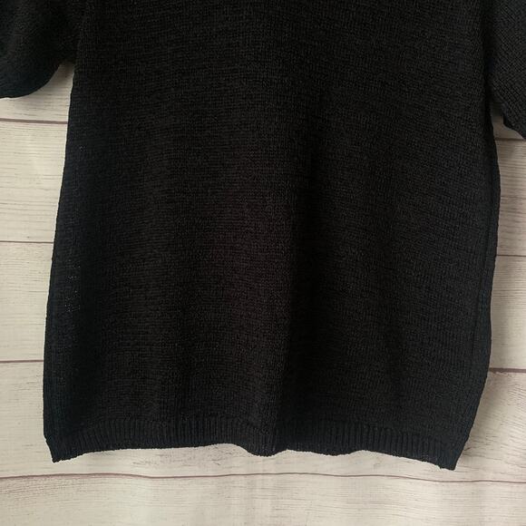 Studio Collection Black Cardigan Sweater Button Up Front Short Sleeve Size M - Picture 9 of 16
